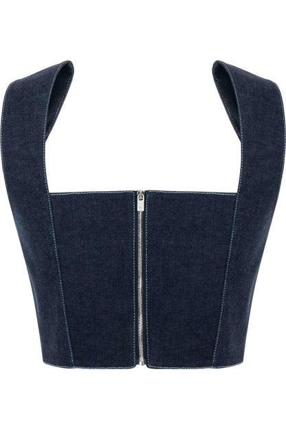 JENDUE Vonk Belted Denim Top | Stylish Jean Crop Top by Jendue