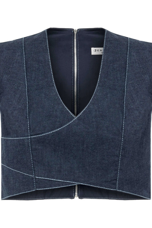 JENDUE Vonk Crop Denim Top - Stylish Women's Jean Vest by Jendue
