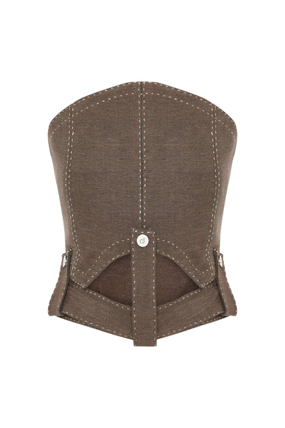 JENDUE Wild Flower Denim Corset Top