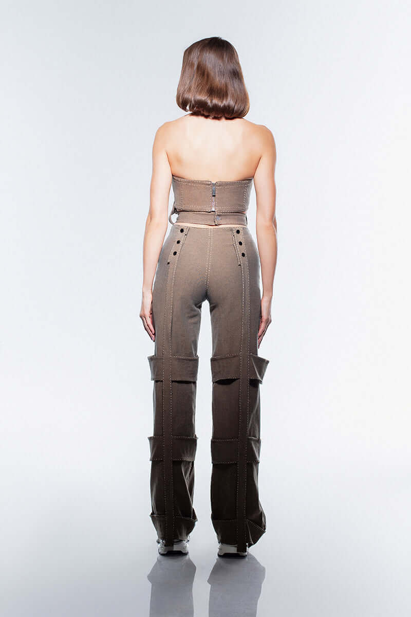 JENDUE Wild Flower Denim Corset Top
