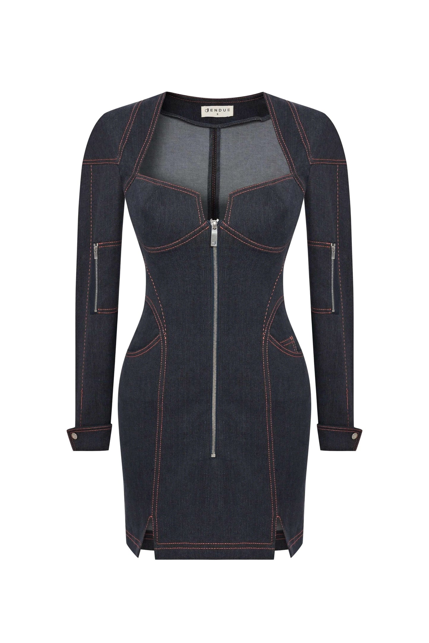 JENDUE Zeitgeist Denim Dress - Long Sleeve Jean Mini Dress by Jendue