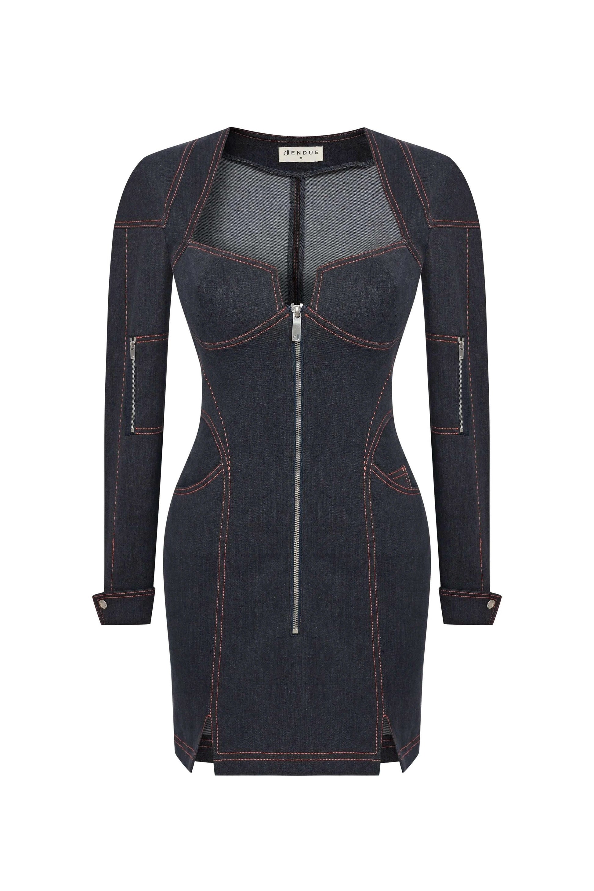 JENDUE Zeitgeist Denim Dress - Long Sleeve Jean Mini Dress by Jendue