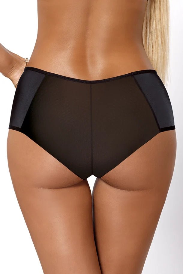 PariPari Jenny Black Sheer Full Brief Panties with Embroidery - Ansley Effect