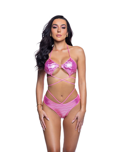 Shimmer Ring Top & Strappy High-Leg Festival Set