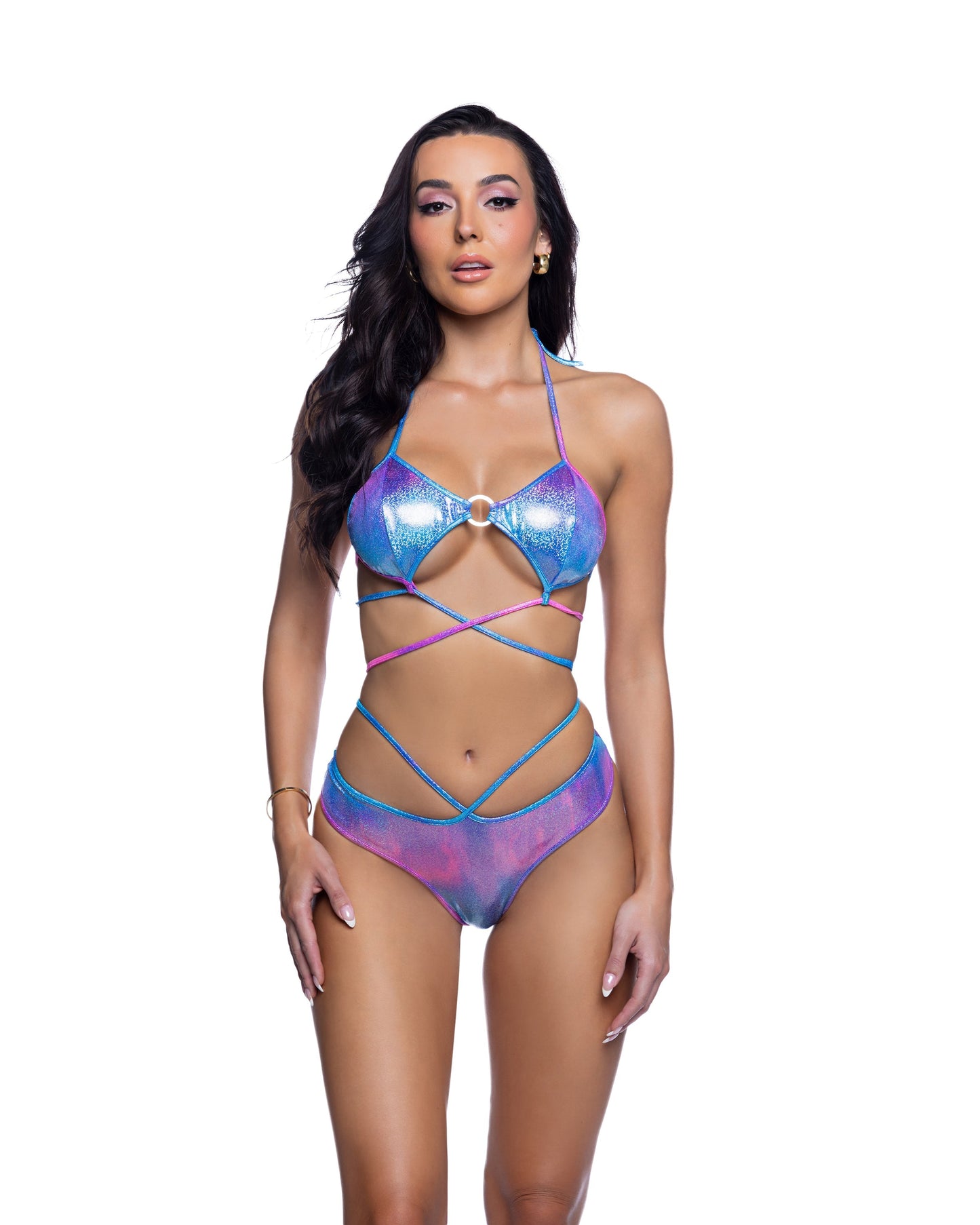 Shimmer Ring Top & Strappy High-Leg Festival Set