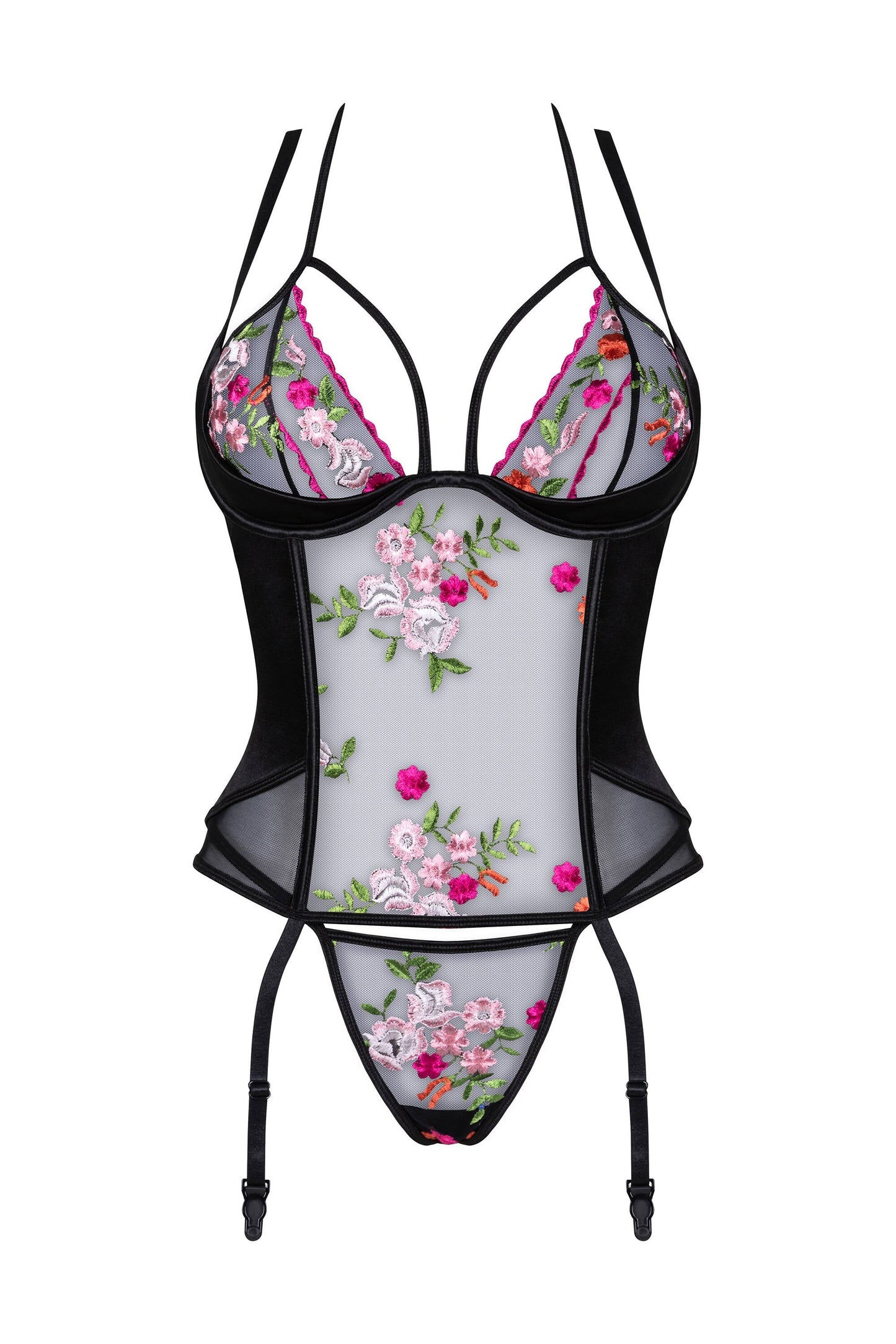 Beauty Night Joanna Sheer Floral Embroidery Corset