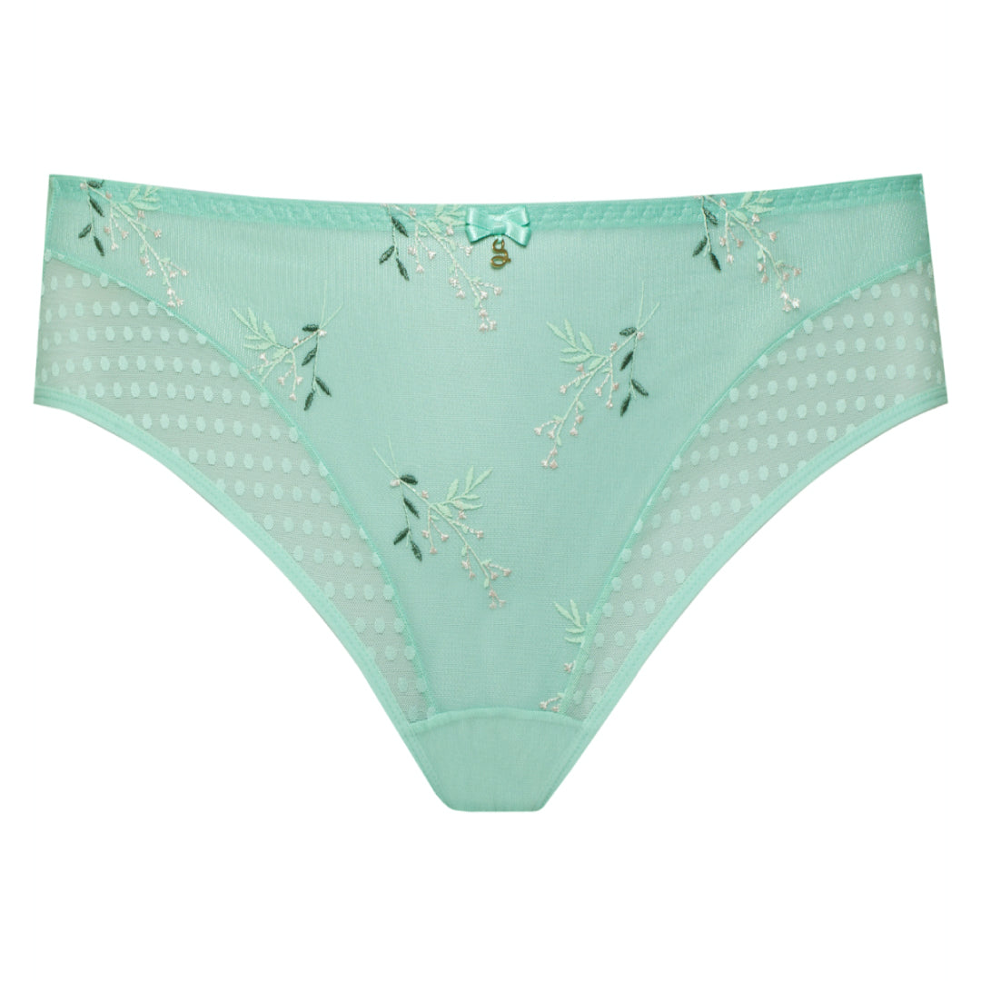 Samanta Juno Mint Sheer Mesh Tulle Embroidered Bikini Panty