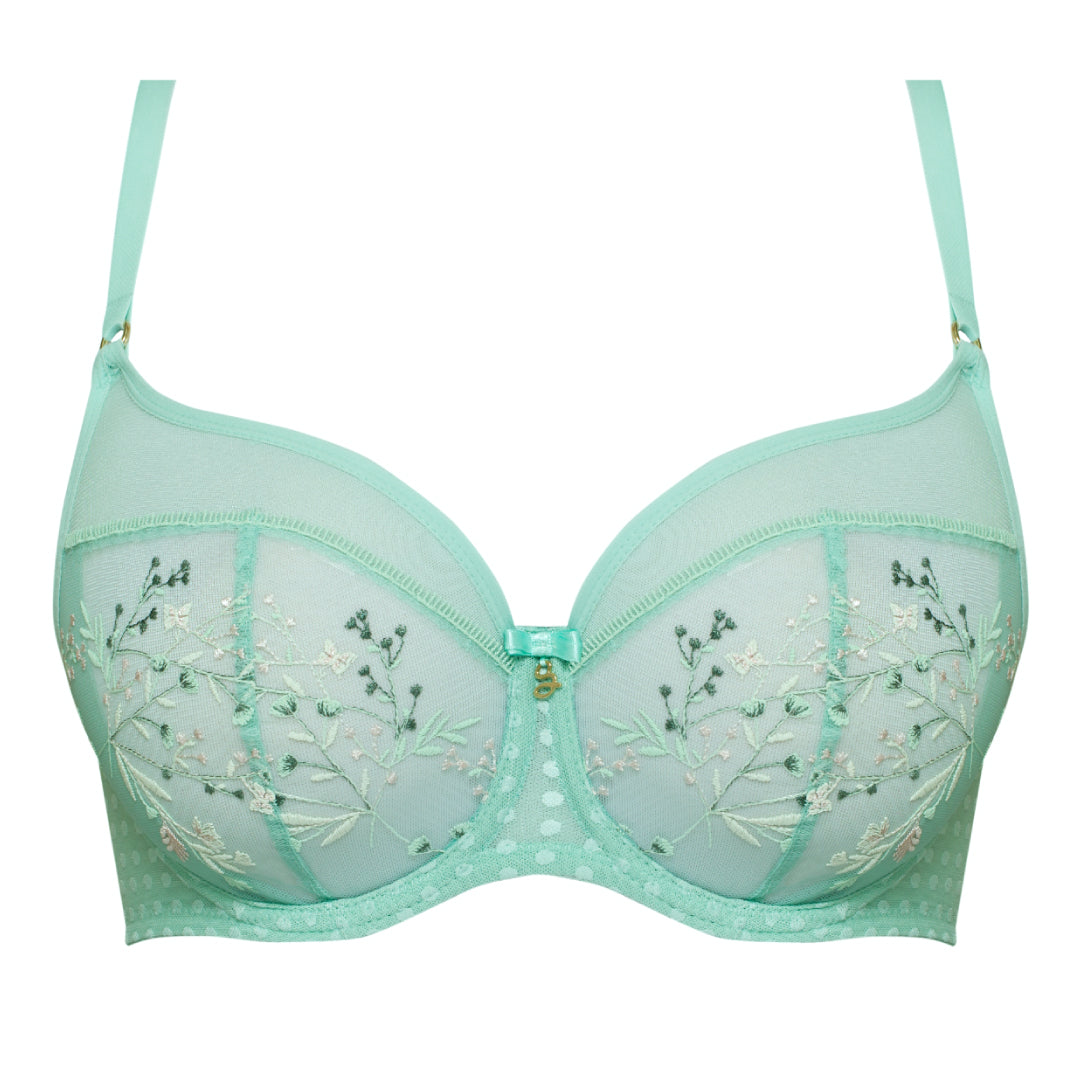 Samanta Juno Mint Sheer Mesh Embroidered Underwire Bra