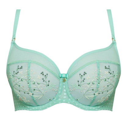 Samanta Juno Mint Sheer Mesh Embroidered Underwire Bra