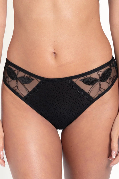 Samanta Kendall Semi-Sheer Mid-Rise Brief Panty