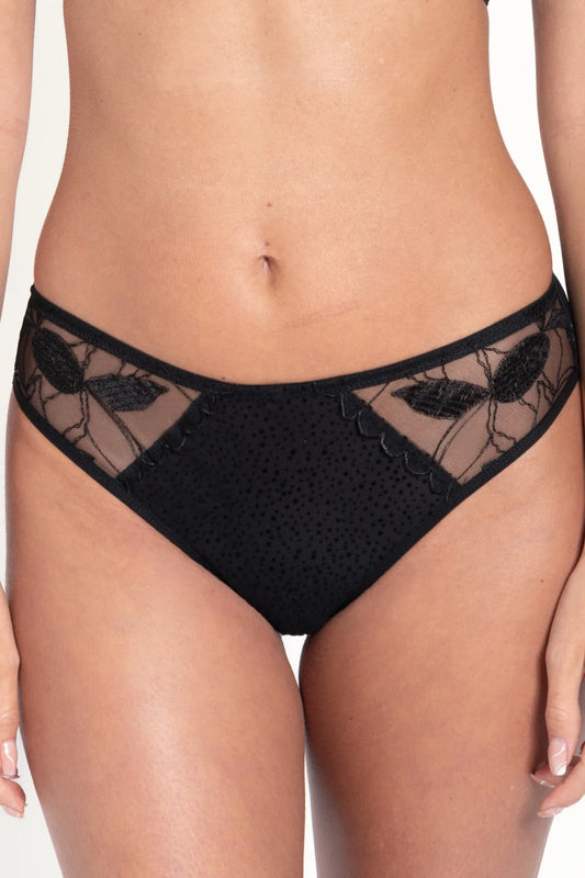 Samanta Kendall Semi-Sheer Mid-Rise Brief Panty