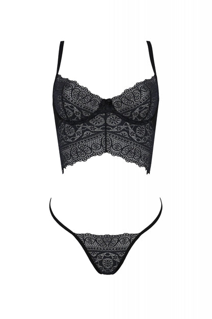 Longline Lace Bustier String Panty Set Passion Kerria by Passion Lingerie