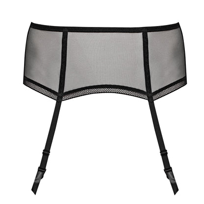 Samanta Leo Black Transparent Tulle Garter Belt