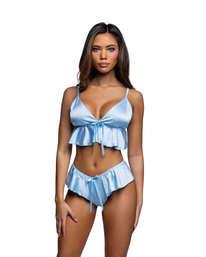 Satin Ruffle Lingerie Set