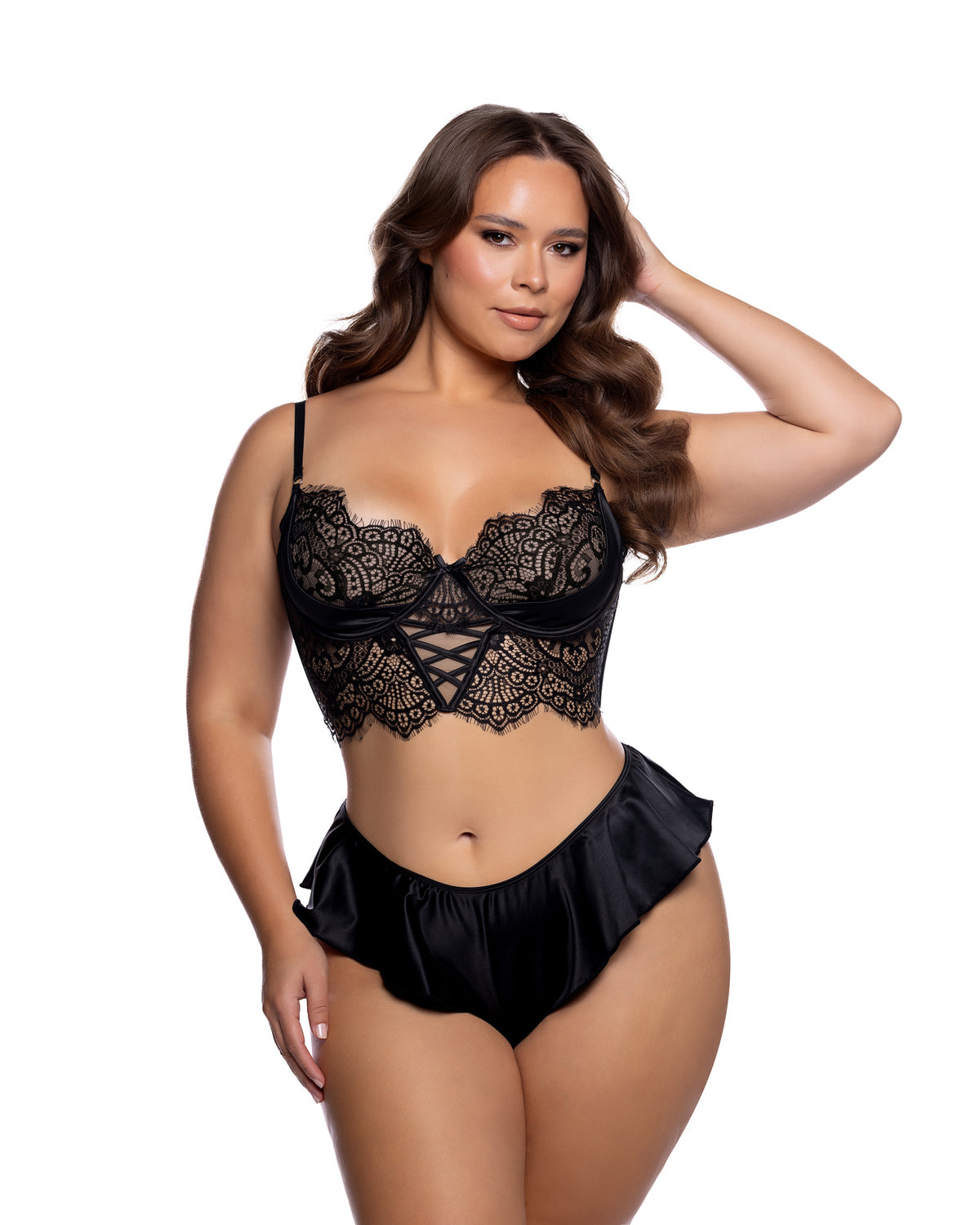 Evening Hour Eyelash-Lace Bra and Ruffle Shorts Set