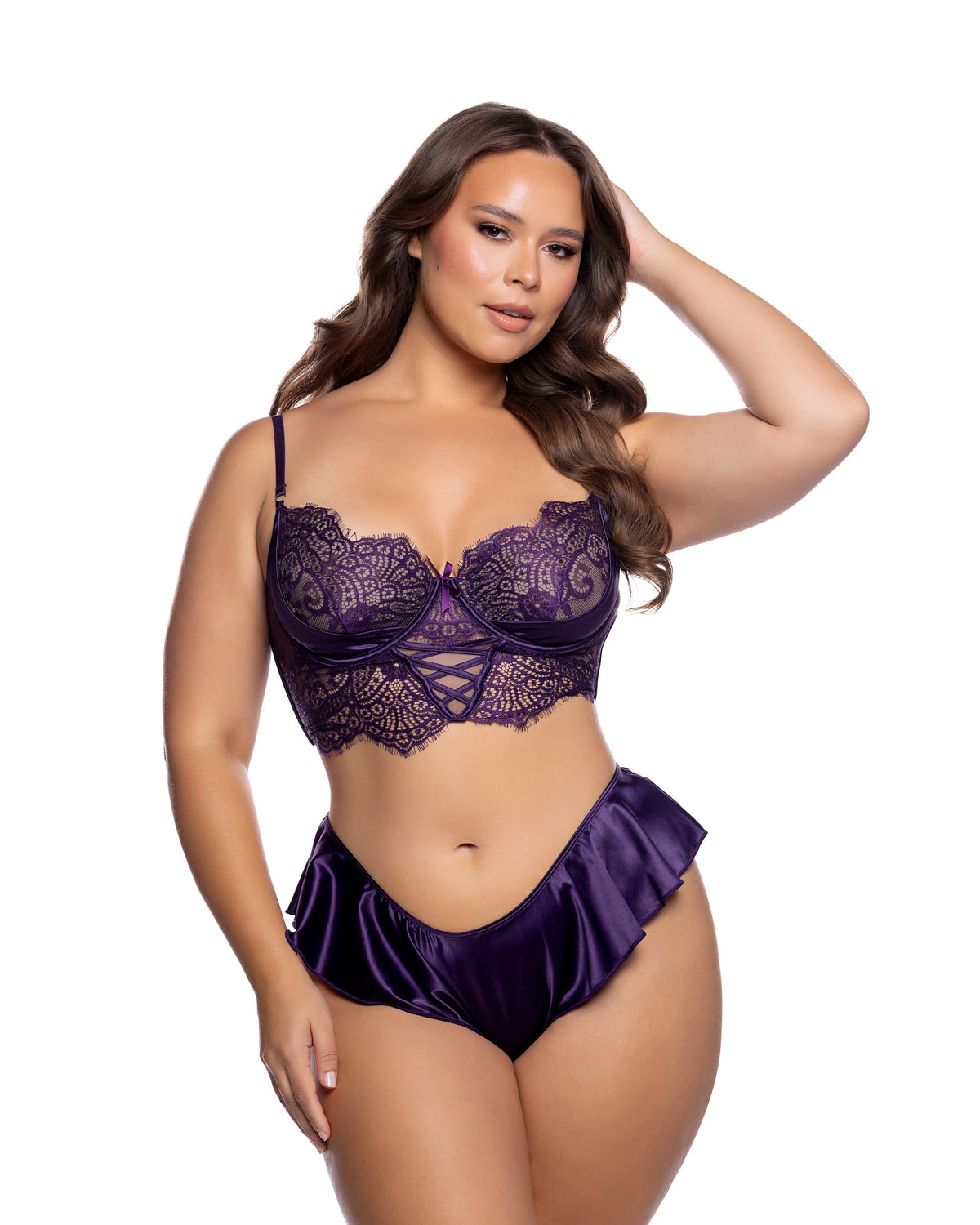Evening Hour Eyelash-Lace Bra and Ruffle Shorts Set