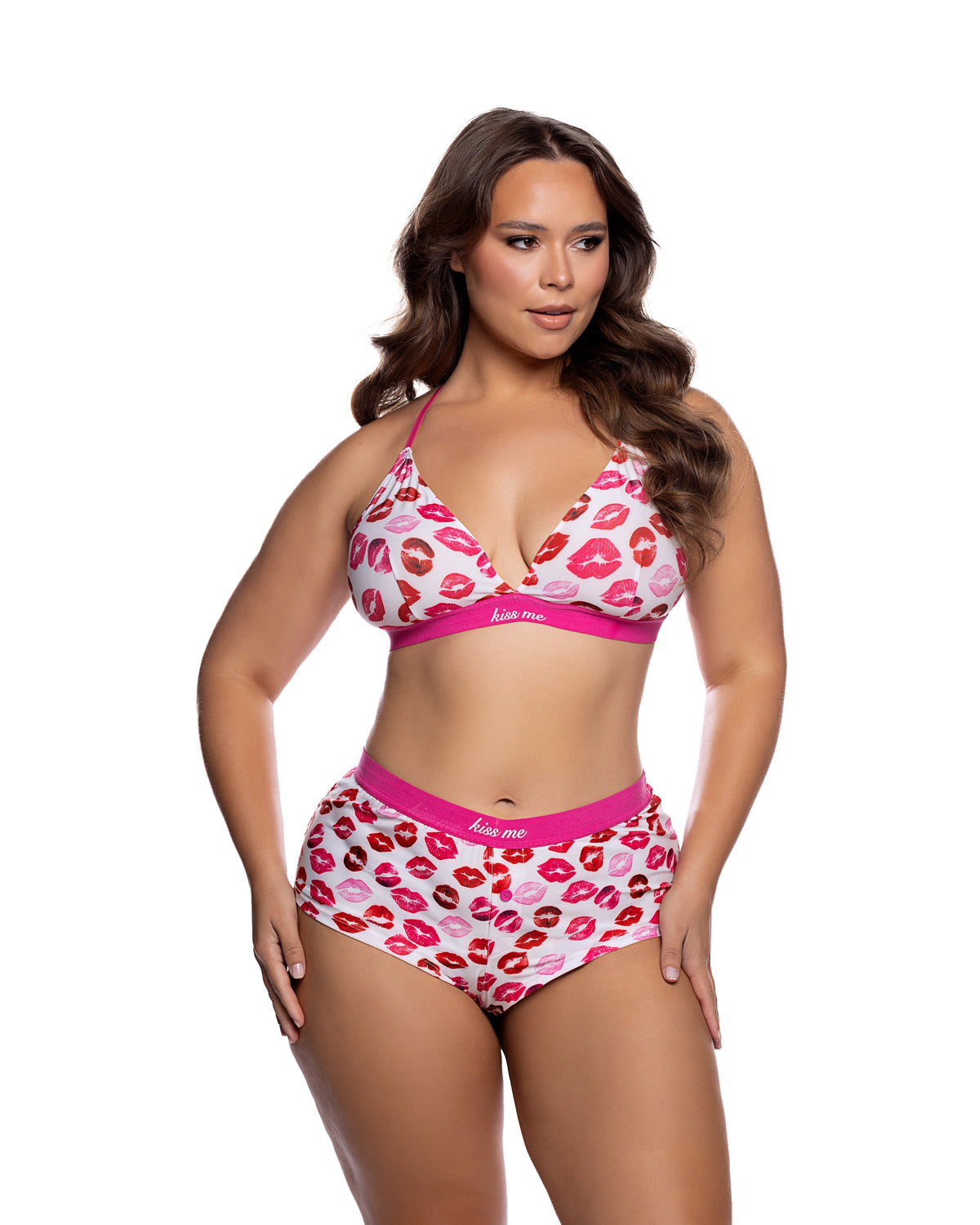 Kiss Refrain Modal Bralette and Shorts Set – White/Red