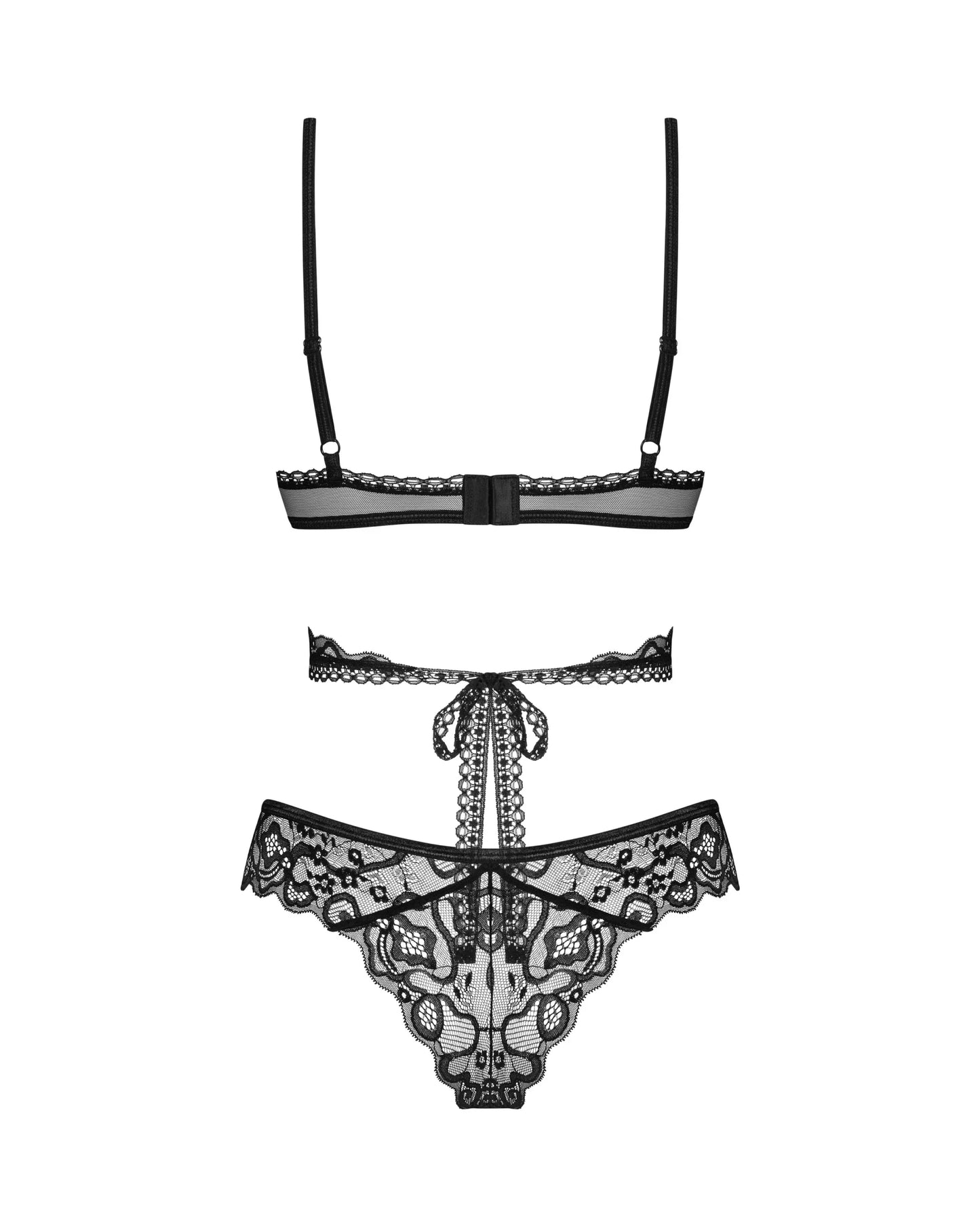 Obsessive Blomentis Soft Lace Bra & Sheer Thong Set