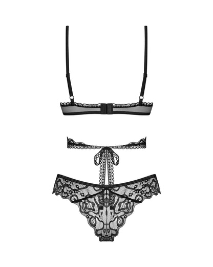 Obsessive Blomentis Soft Lace Bra & Sheer Thong Set