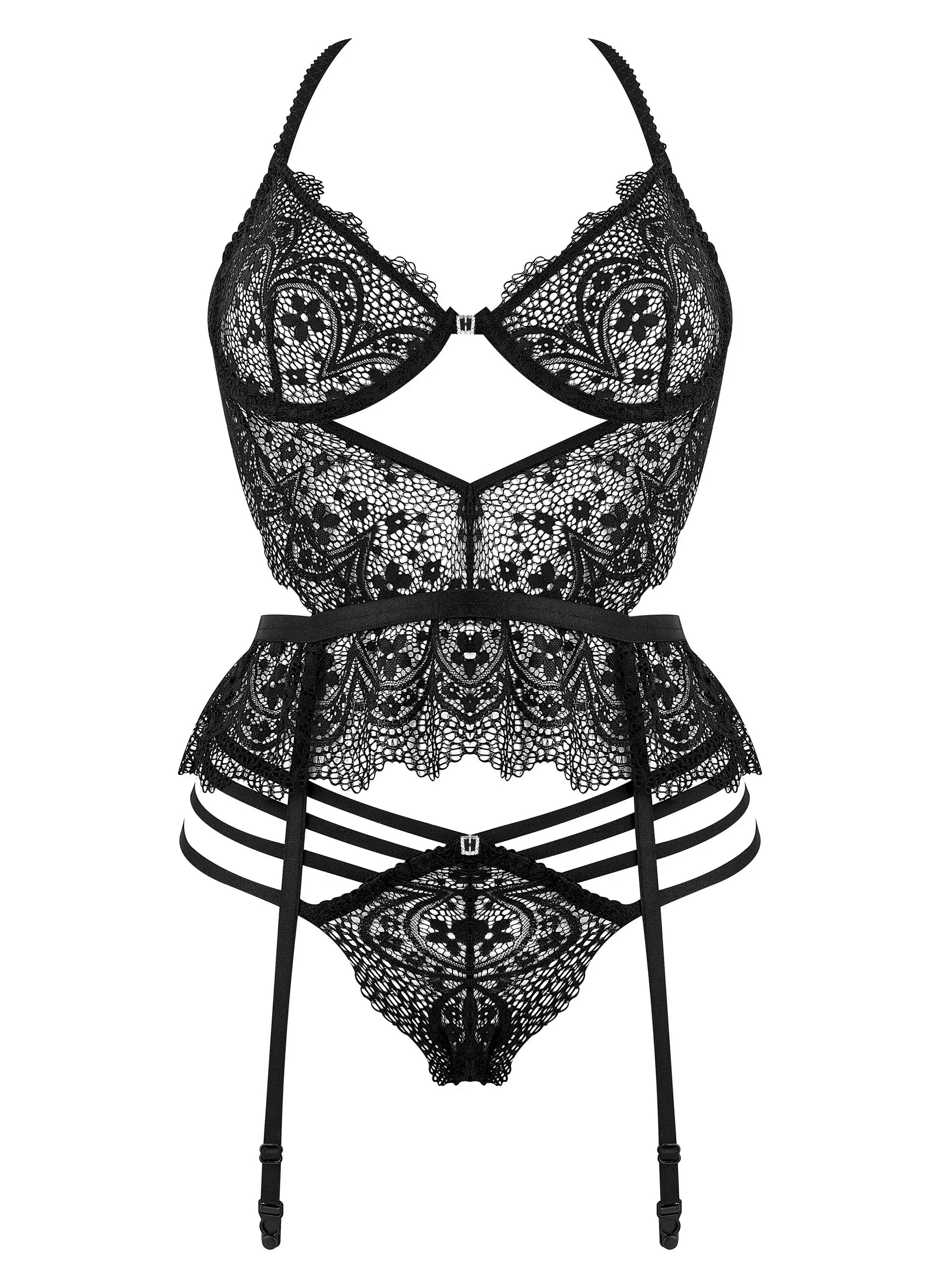 Beauty Night Temptation Lace Bustier Garter & String Set-4