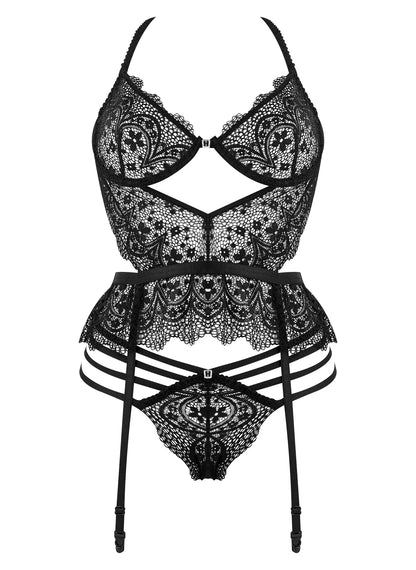 Beauty Night Temptation Lace Bustier Garter & String Set-4