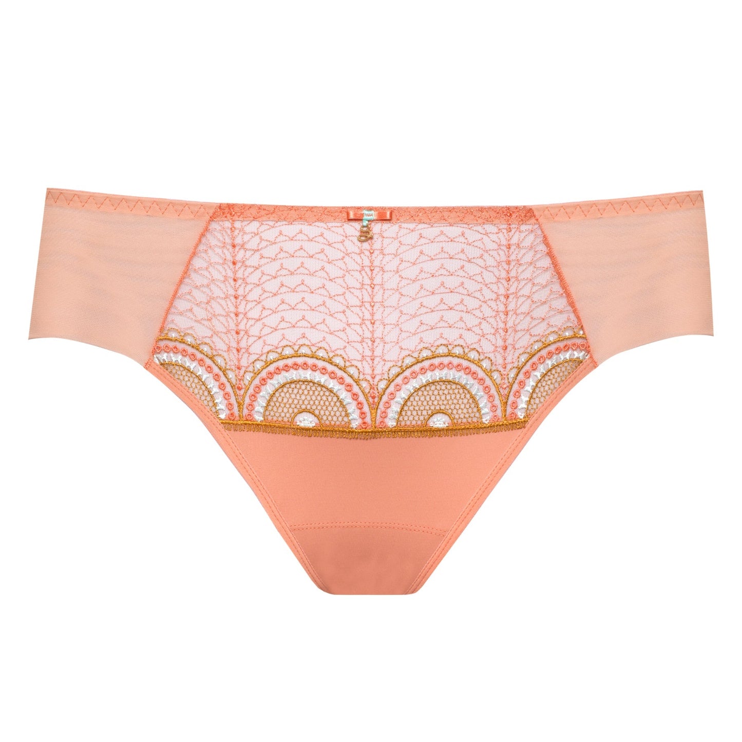 Samanta Lea Apricot Sheer Mesh Tulle Bikini Panty