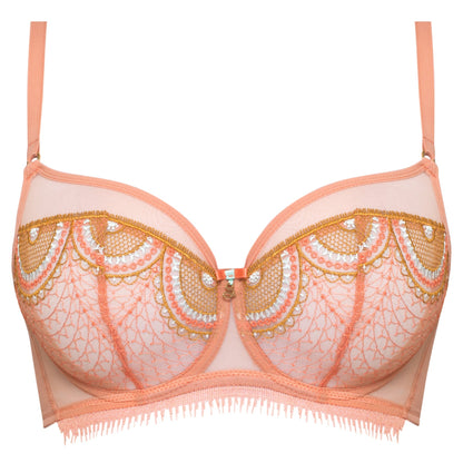 Samanta Lea Apricot Sheer Mesh Embroidered Underwire Bra