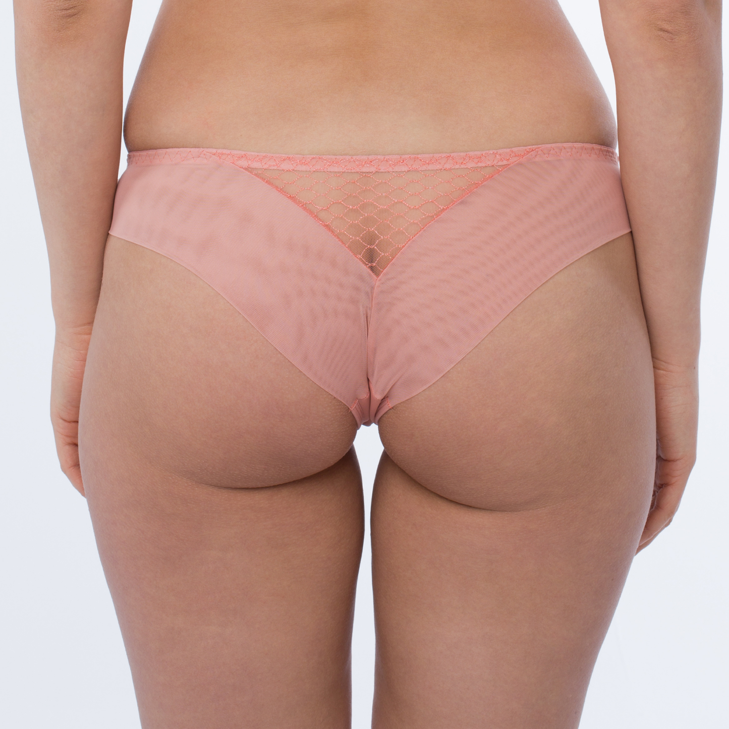 Samanta Lea Apricot Sheer Mesh Tulle Tanga Panty
