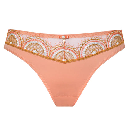 Samanta Lea Apricot Sheer Mesh Tulle Tanga Panty
