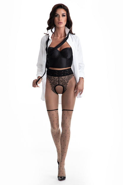 Amour Lolita Beige Open Crotch Pantyhose 30 DEN