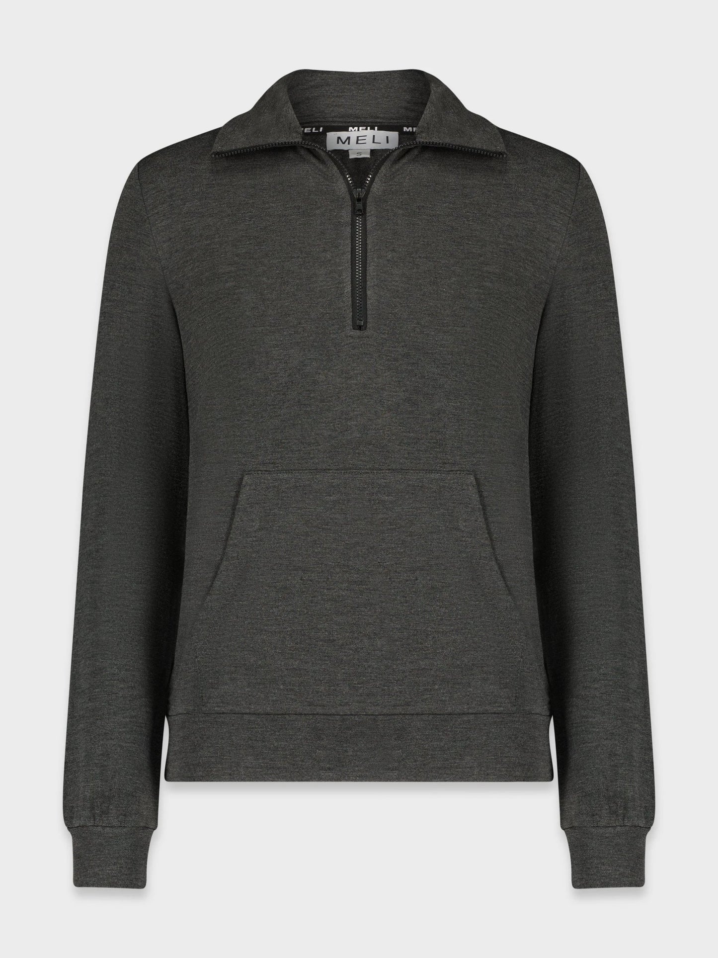 SIGNATURE ZIP TEE-CHARCOAL GREY by MELI