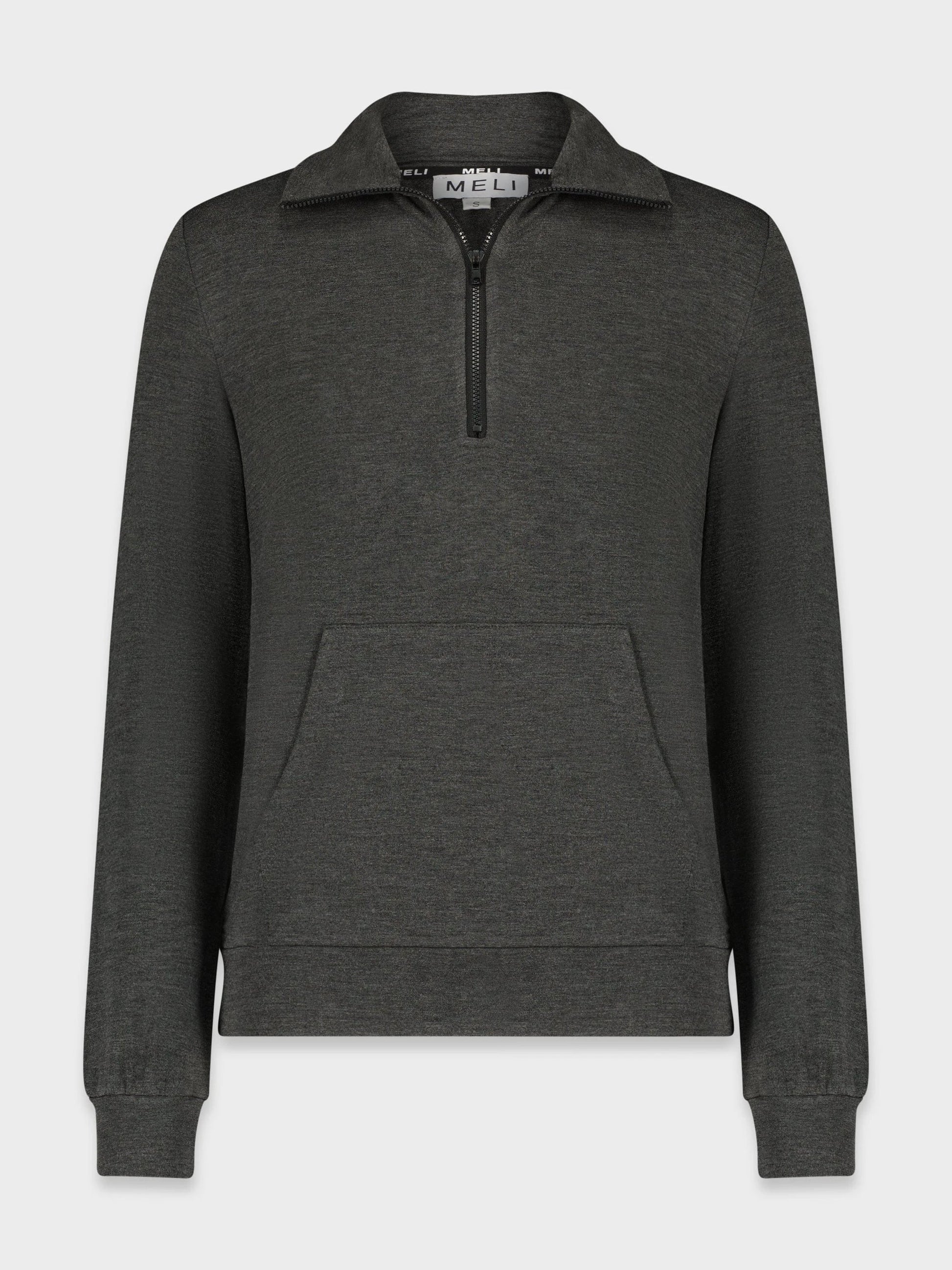 SIGNATURE ZIP TEE-CHARCOAL GREY by MELI