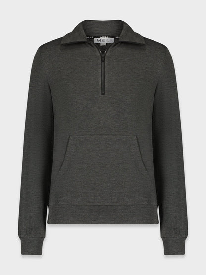 SIGNATURE ZIP TEE-CHARCOAL GREY by MELI