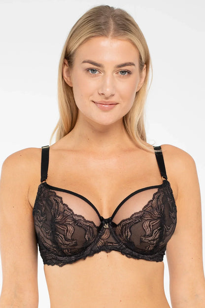 Samanta Nyks Black Sheer Lace Full Figure Bra