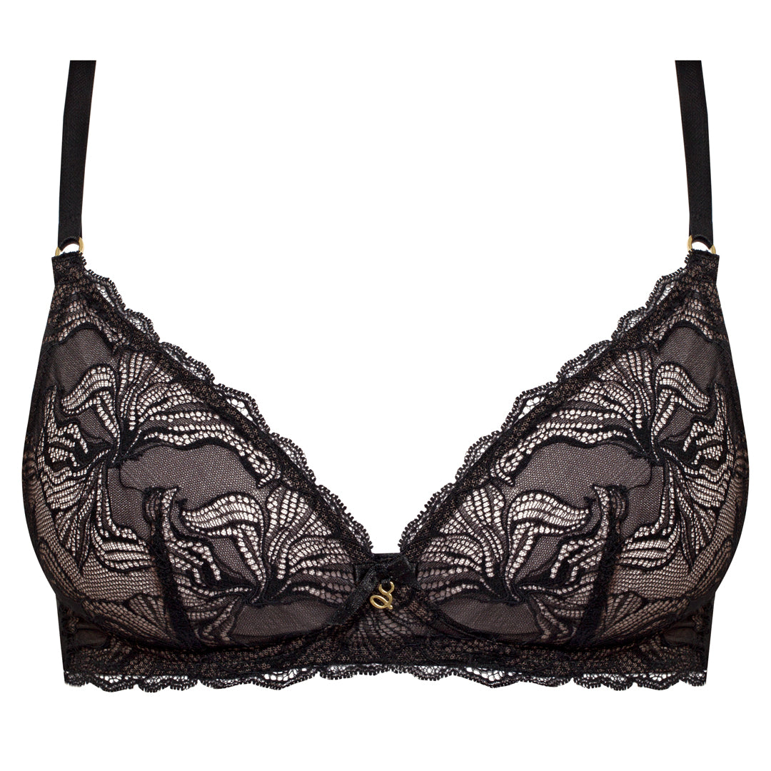 Samanta Nyks Black Sheer Lace Triangle Wireless Bra