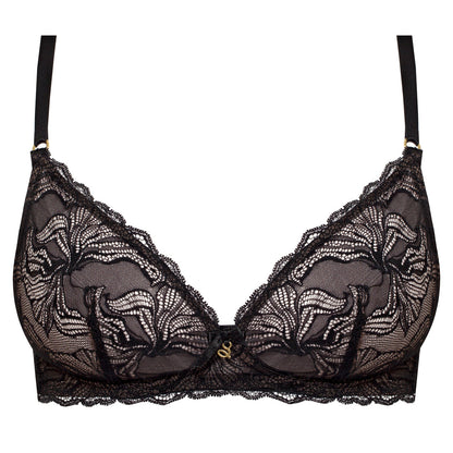 Samanta Nyks Black Sheer Lace Triangle Wireless Bra