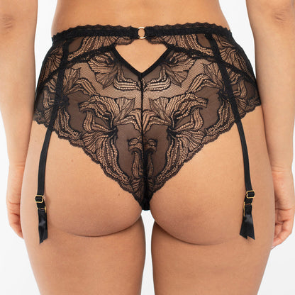 Samanta Nyks Black Sheer Mesh Polka Dot Tanga Garter Panty-0