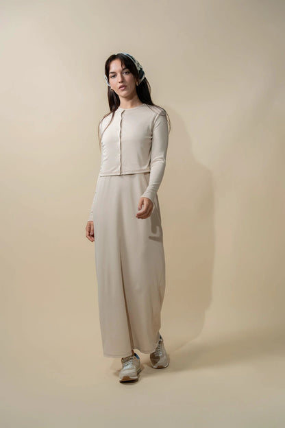 Basic T-Shirt Slip Dress-Tan by MELI