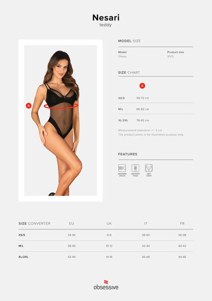 Crotchless Mesh Black Teddy: Obsessive Lingerie Ultimate Allure by Obsessive Lingerie