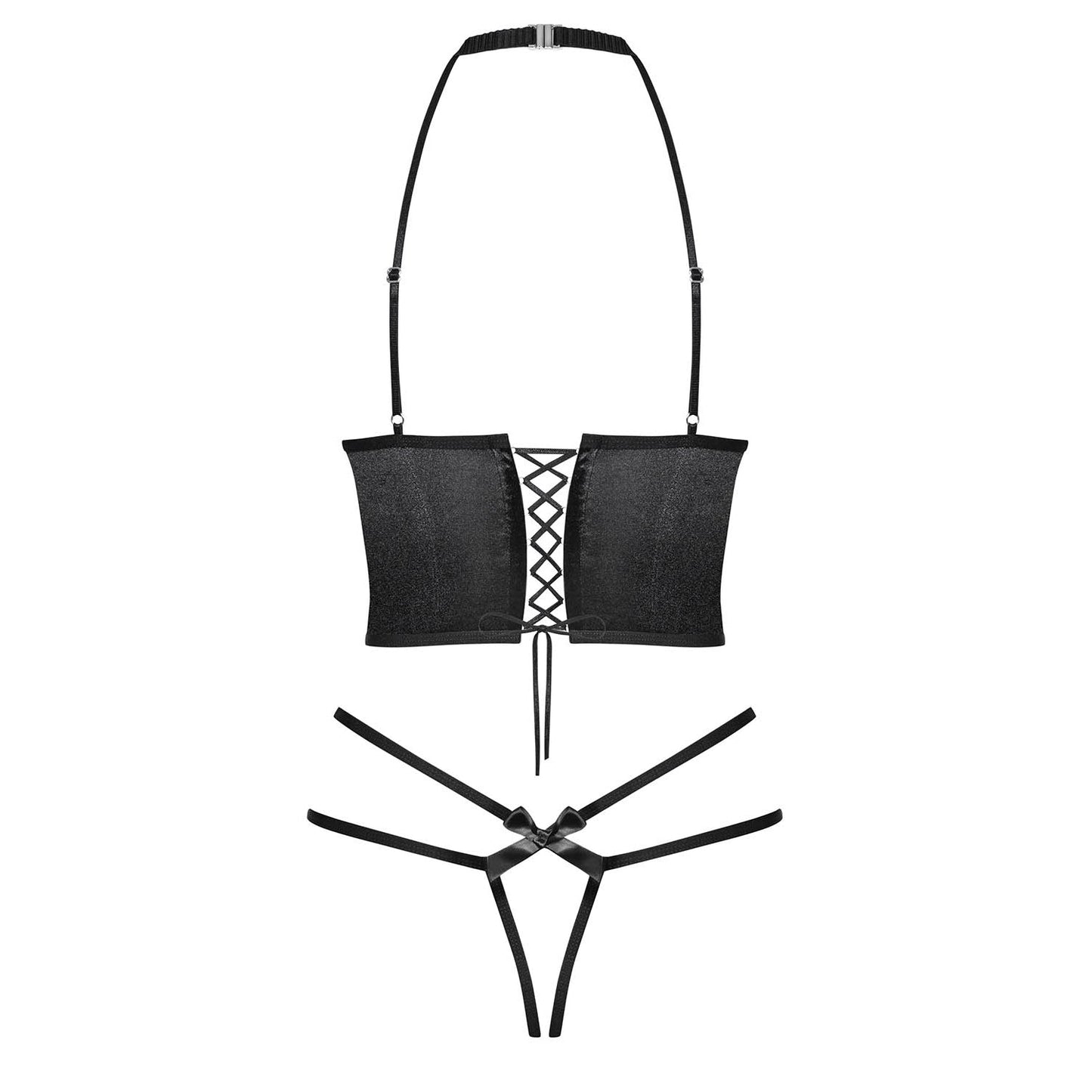 Obsessive Delishya Black Open Cup Corset & String