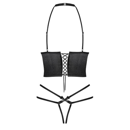 Obsessive Delishya Black Open Cup Corset & String