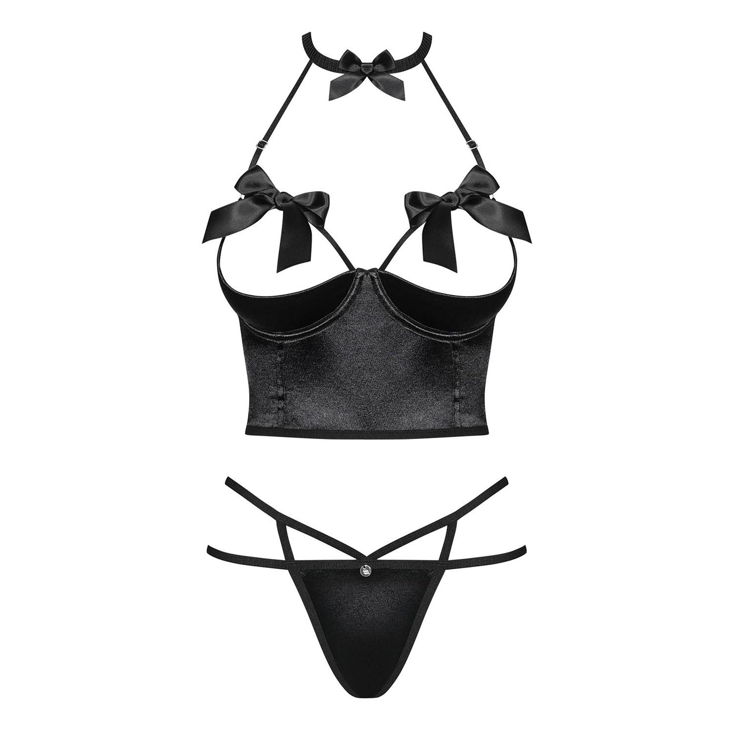 Obsessive Delishya Black Open Cup Corset & String