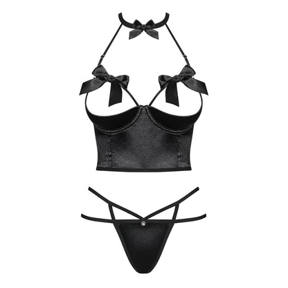 Obsessive Delishya Black Open Cup Corset & String