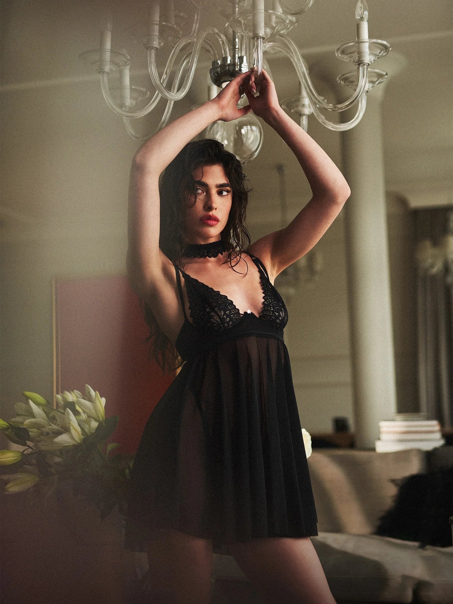 Obsessive Donarella Sheer Mesh Babydoll & String Panty