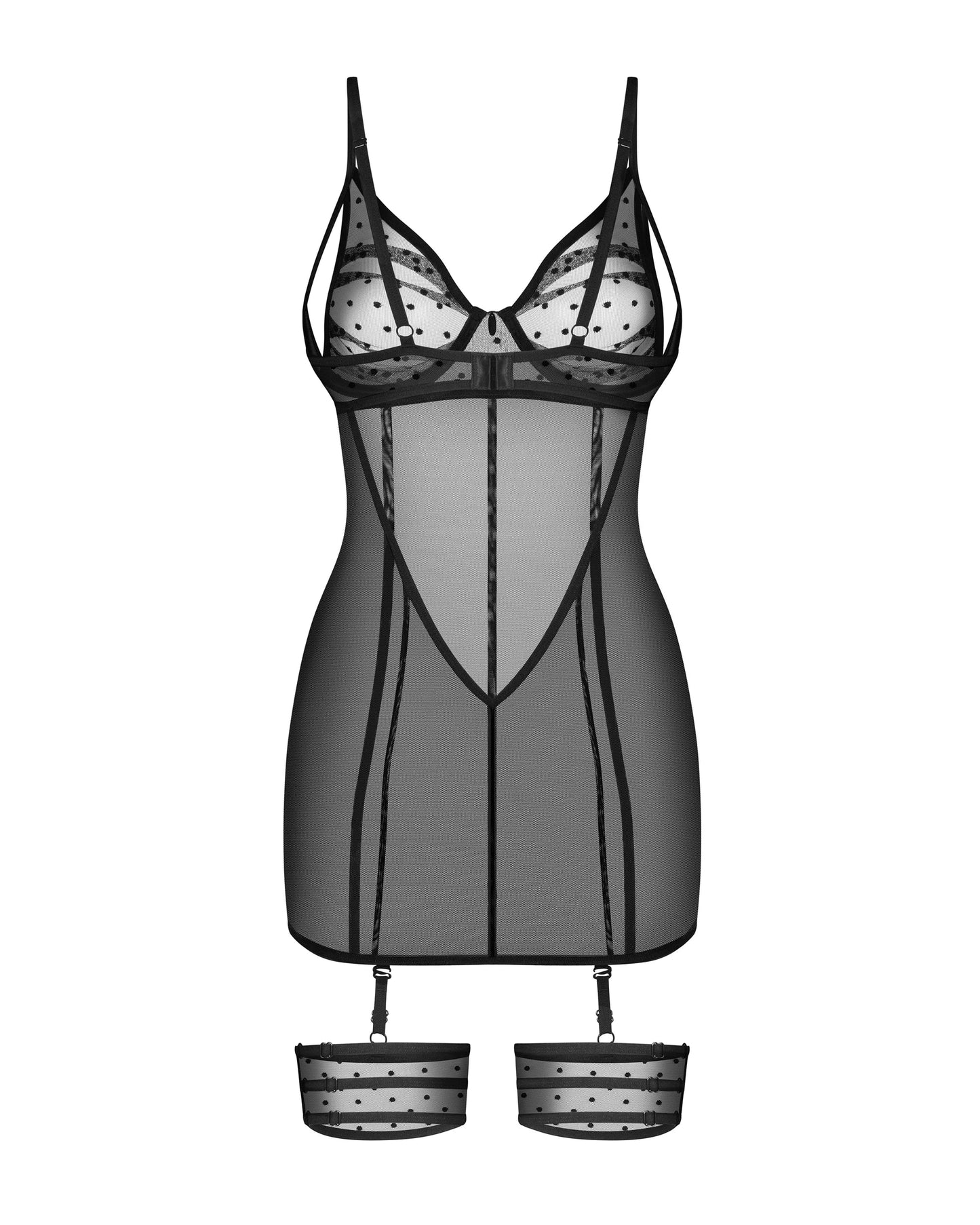 Obsessive Nuites Sheer Mesh Chemise String Set