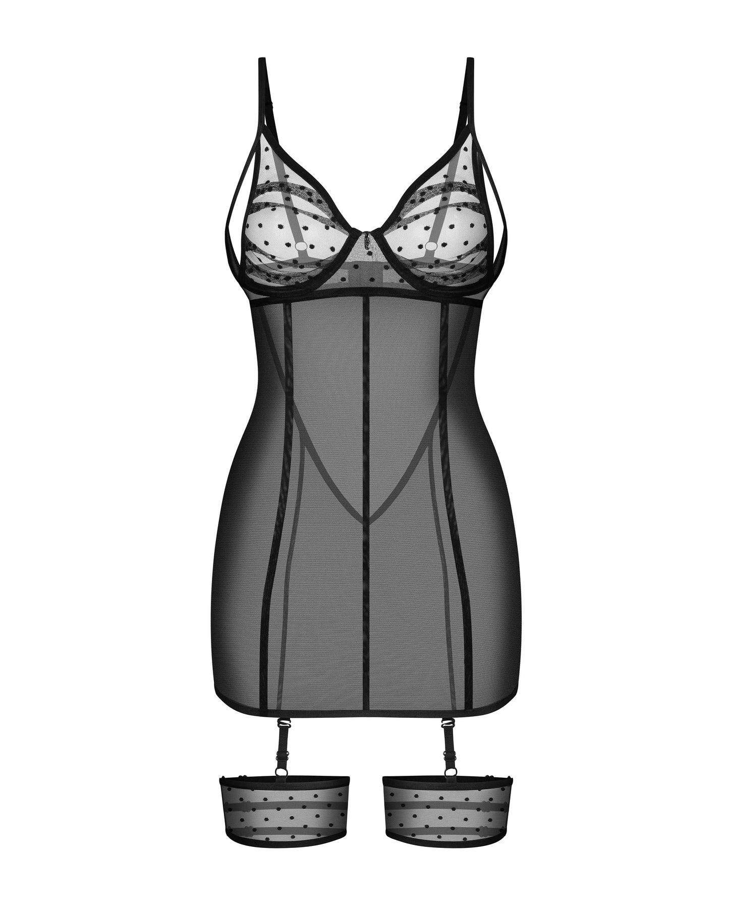 Obsessive Nuites Sheer Mesh Chemise String Set