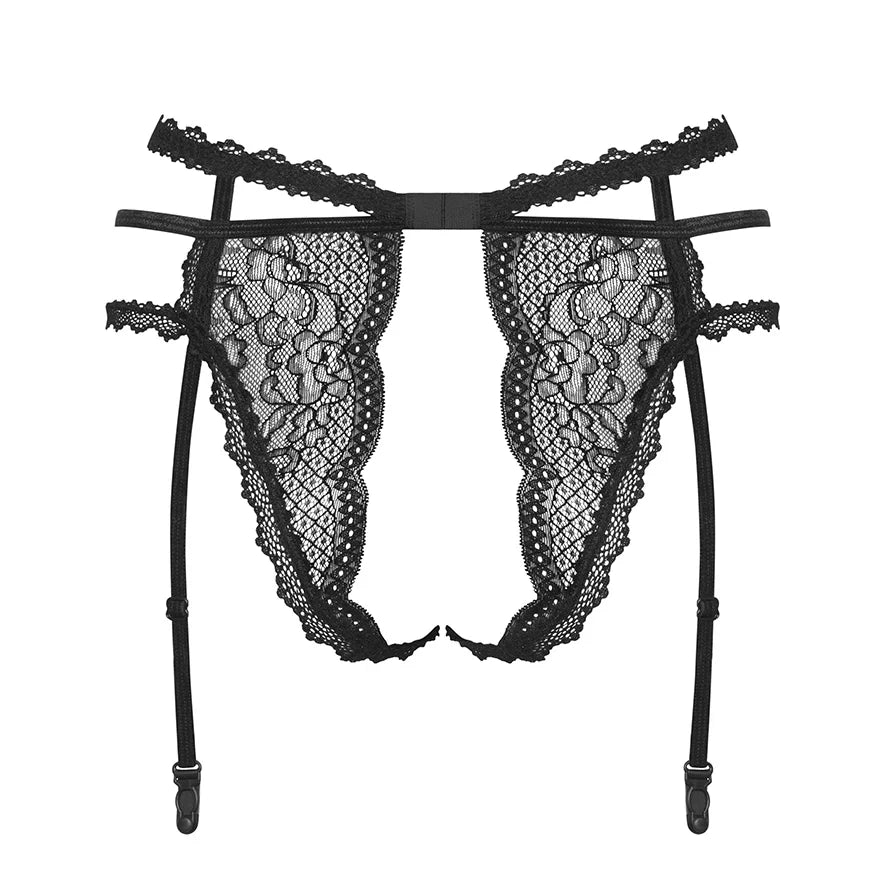 Obsessive Pearlove Open Crotch Lace Garter Panty