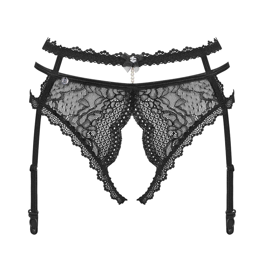 Obsessive Pearlove Open Crotch Lace Garter Panty
