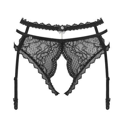 Obsessive Pearlove Open Crotch Lace Garter Panty