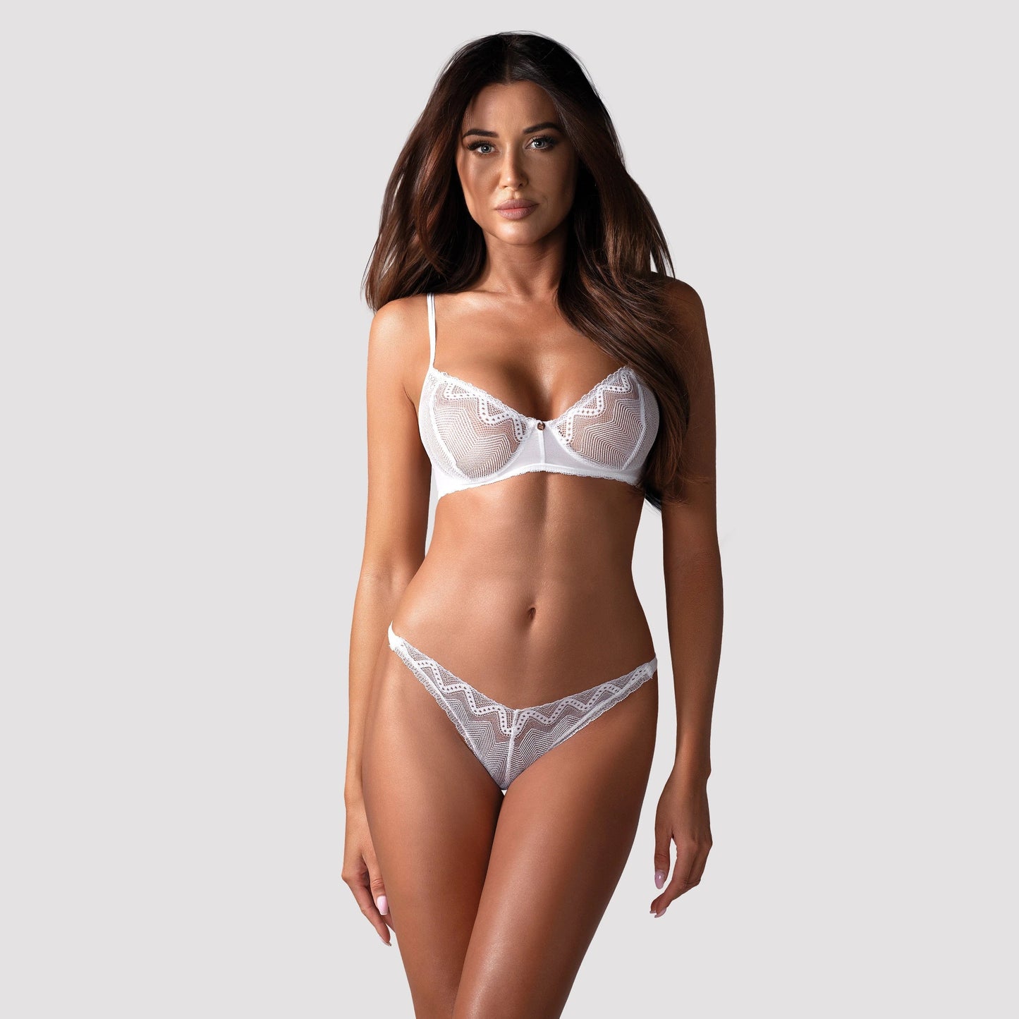 Obsessive Alissium Sheer Demi Bra & Thong Panty